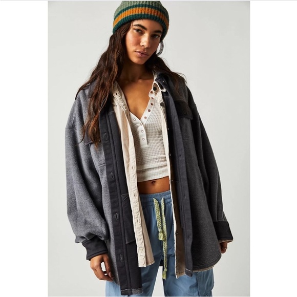 Free People oversized Ruby Jacket grey size small - Picture 2 of 15
